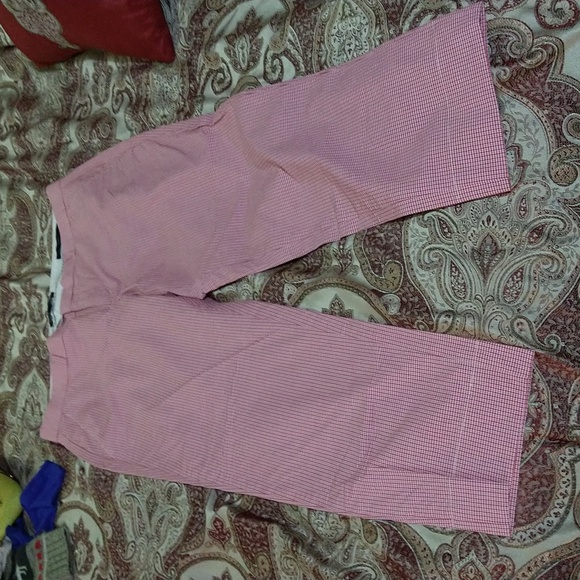 Size 4 Womens Banana Republic Avery Pink/Red/white check pants - Picture 17 of 17